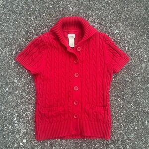 L.L. Bean Women's Vibrant Red Cable Cardigan